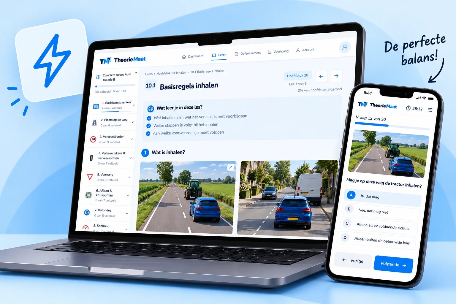 Slim: TheorieMaat op telefoon en laptop